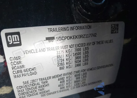 2024 Chevrolet Silverado 1500 4Wd Short Bed Lt With 2Fl из США, поврежденный, VIN 1GCPDKEK0RZ117742